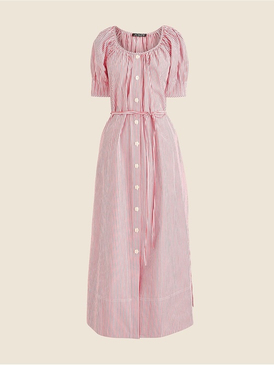 J. Crew Dresses & Skirts - J. Crew Red and White Stripe Button-Front Maxi Dress